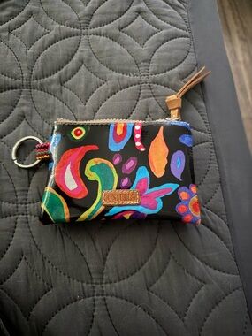 Consuela Black Multi-Color Floral Zip Pouch